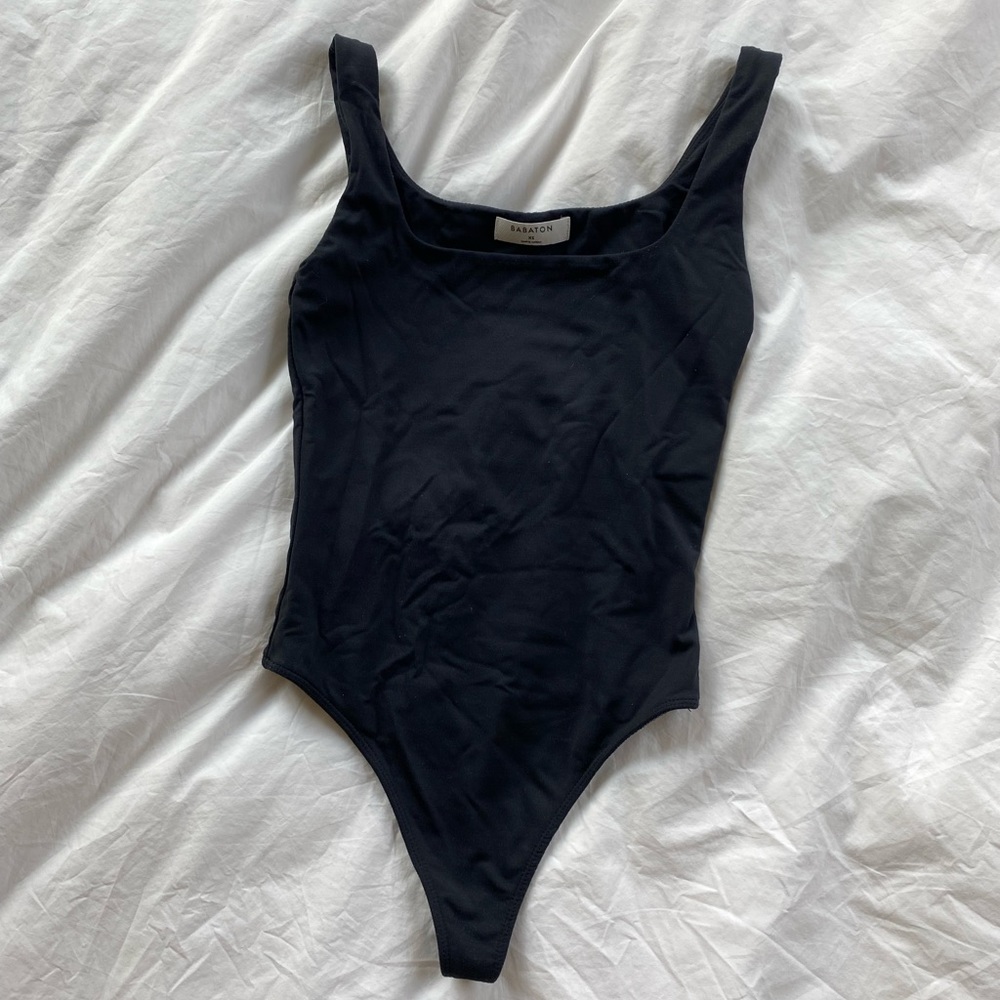 Aritzia Black Scoop Neck Bodysuit